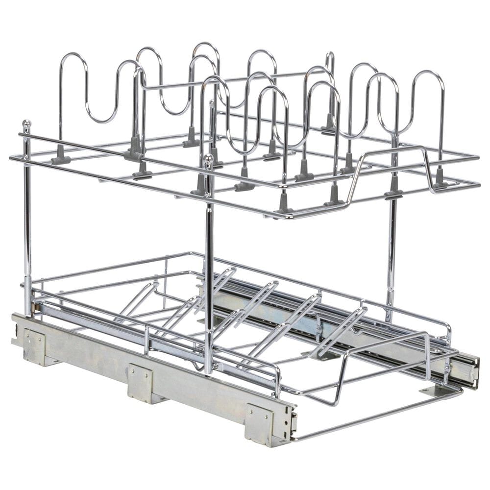 Household Essentials Glidez 2-Tier Multipurpose Pull Out/Slide Out Basket Storage Organizer in Chrome, , large
