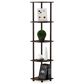 HOMLUX 5-Tier Modern Tall Corner Open Bookshelf in Walnut and Brown, , large
