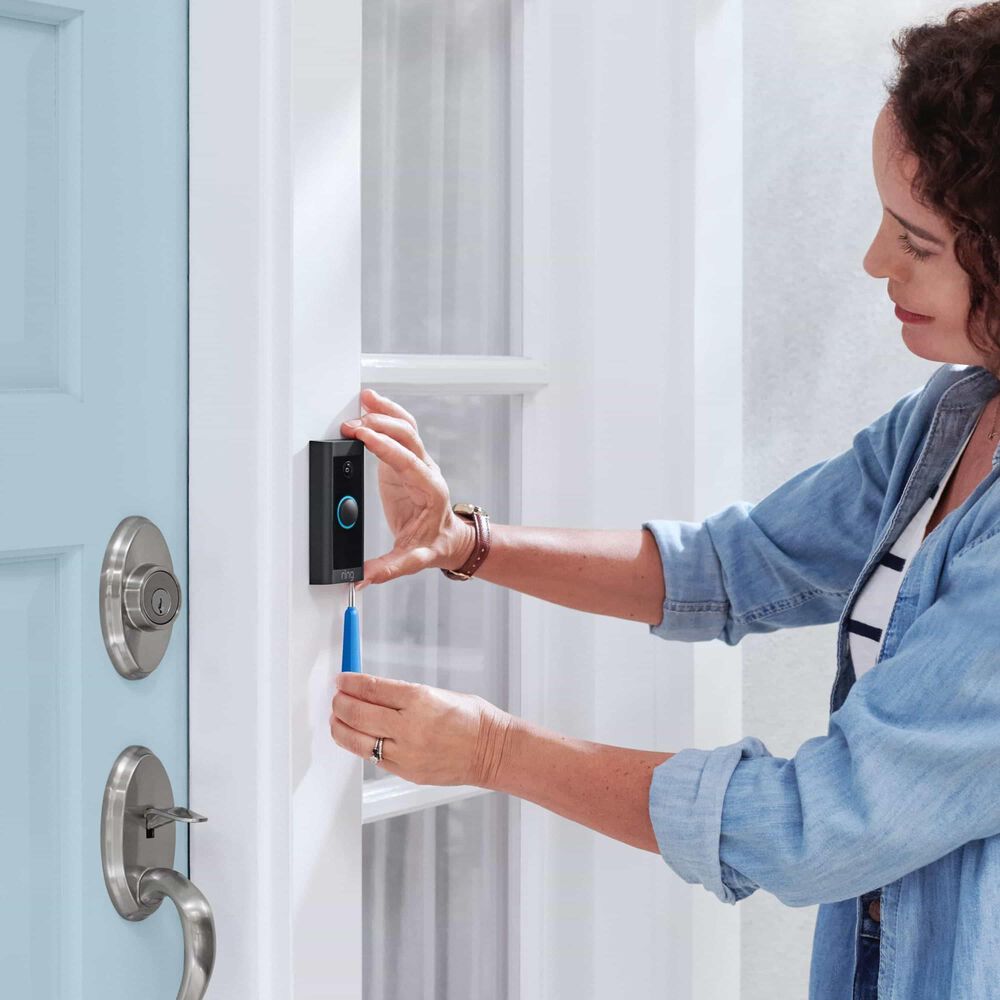 Ring Video Doorbell Wired with Chime 2 in Black and White Shop NFM