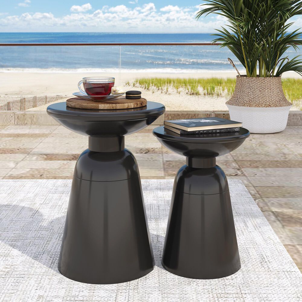 Hearth and Haven Serenita Patio Side Tables in Black &#40;Set of 2&#41;, , large