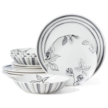 Lenox Entertain 365 12-Piece Sketchbook Dinnerware Set in Black and White, , large