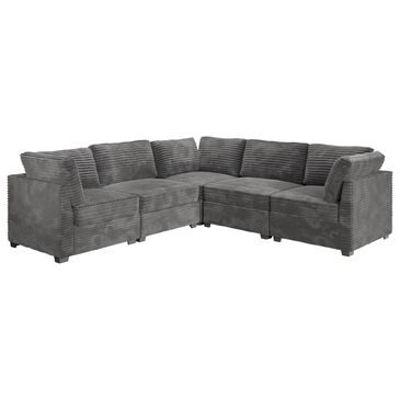 HOMLUX 5-Piece Mod Sectional with Chaise in Gray, , large