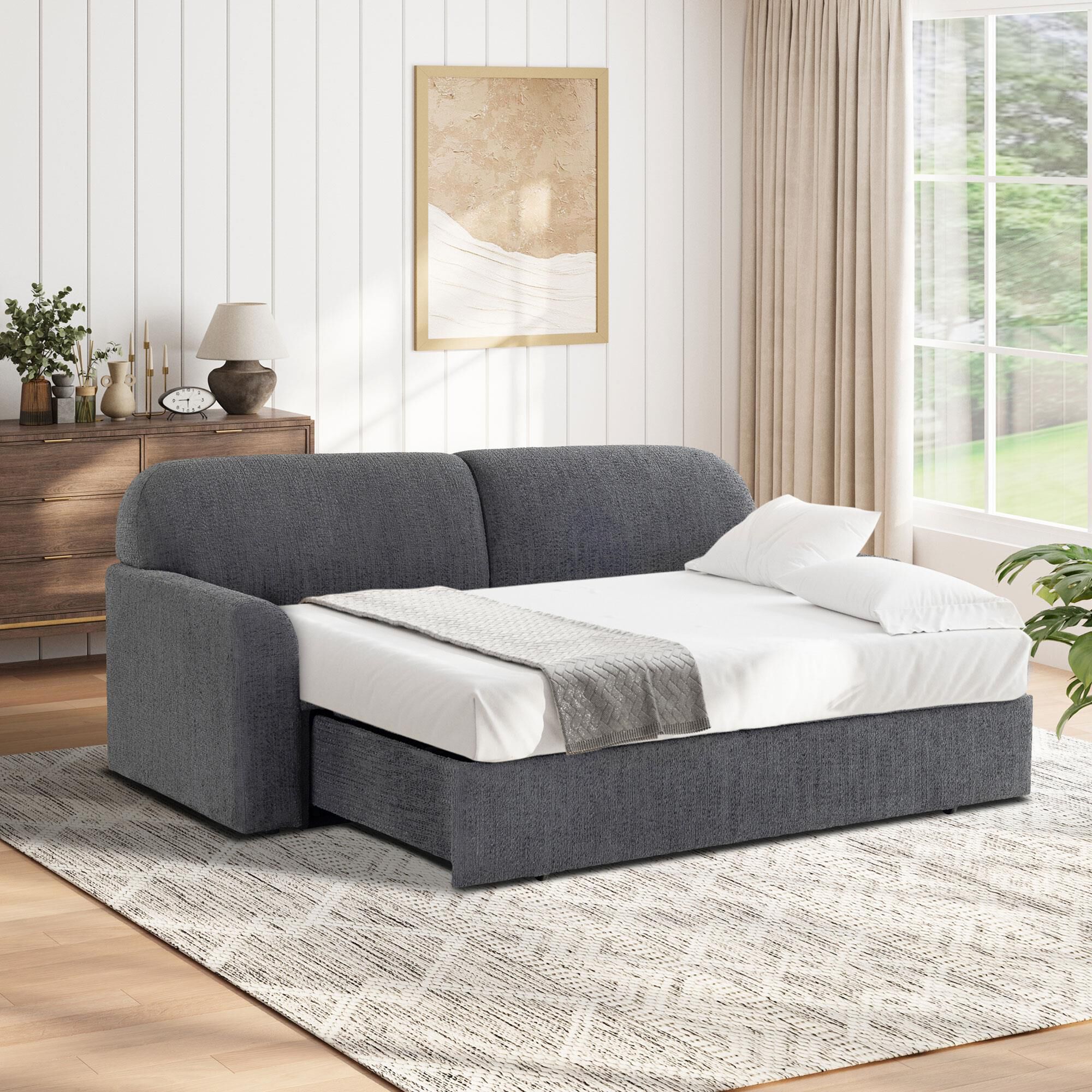 Serta Willow Stationary Convertible Sofa in Charcoal