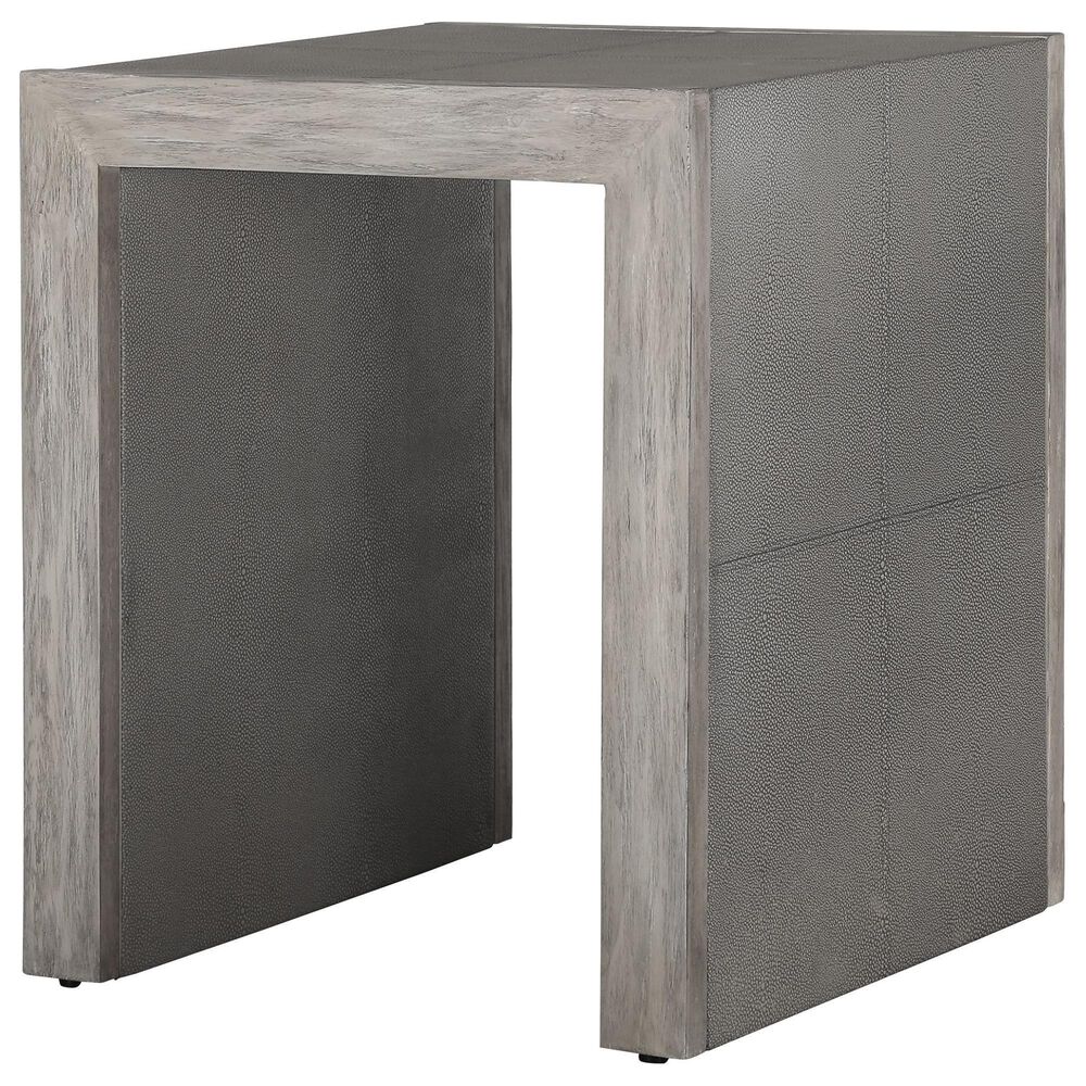 Uttermost Aerina End Table in Aged White and Distressed Gray, , large