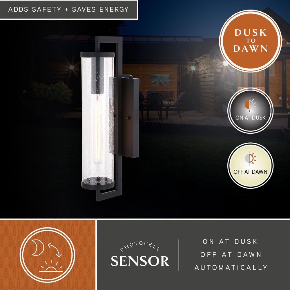 Vaxcel Morgan Park 20" 1-Light Dusk-to-Dawn Sensor Outdoor Wall Sconce in Matte Black, , large