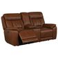 Bassett Benson Leather Power Reclining Console Loveseat in Tuscan Caf, , large