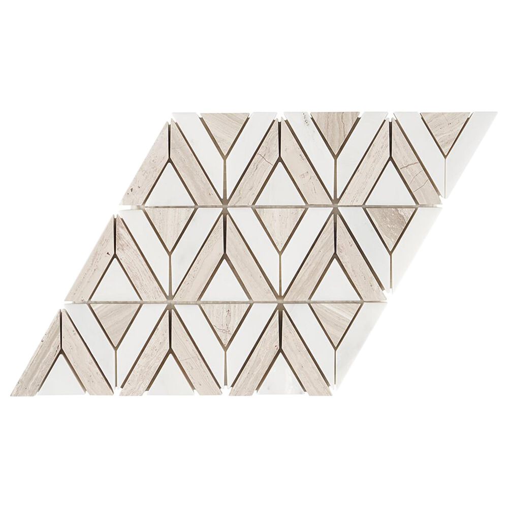Soho Studio Avant Garde Asian Statuary and Wooden Beige 7" x 8" Triangle on Marble Mosaic Sheet, , large