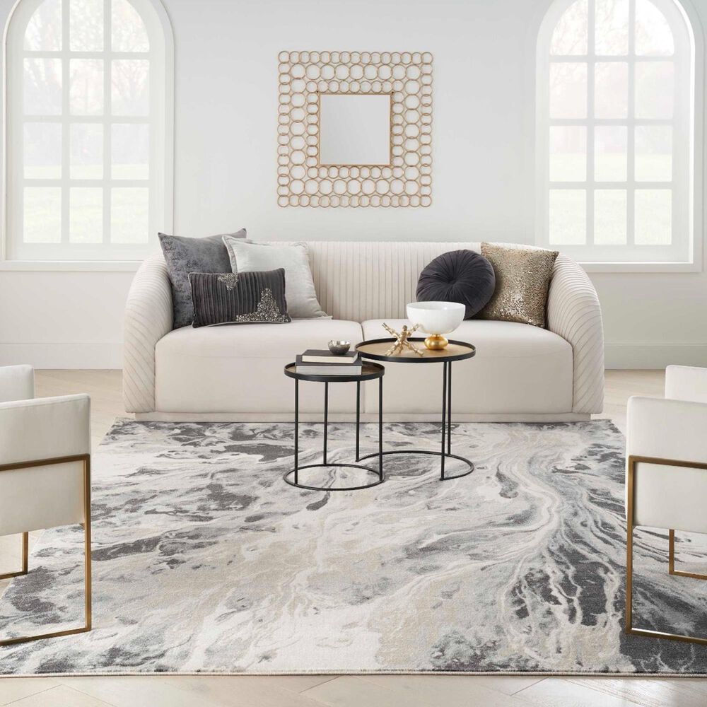 Nourison Elegance 7&#39; x 10&#39; Charcoal, Beige and Cream Area Rug, , large