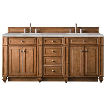 James Martin Vanities Bristol 72" Double Bathroom Vanity in Saddle Brown with 3 cm Victorian Silver Quartz Top and Rectangular Sinks, , large
