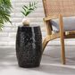 Hearth and Haven Ruby Outdoor Barrel End Table with Lace-Cut Design in Black, , large