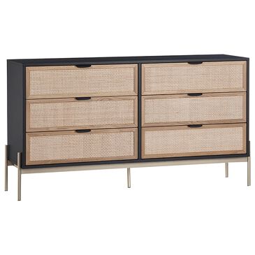 Sunpan Trading & Importing Avida 6 Drawer Dresser in Black Oak, Gold and Natural, , large