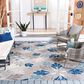 Safavieh Cabana CBN800F 8" x 10" Grey and Blue Indoor/Outdoor Area Performance Rug, , large