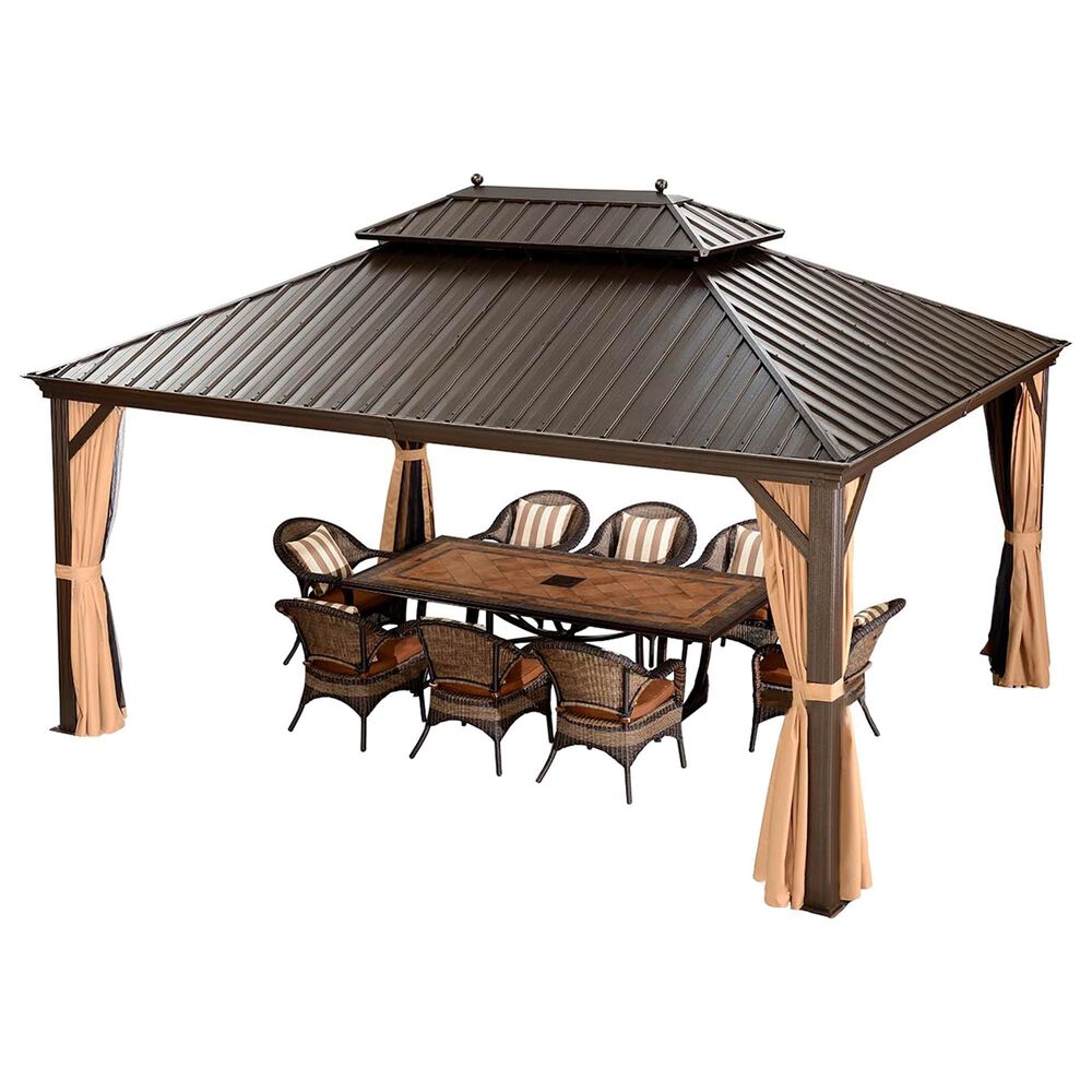 HOMLUX 12" x 16" Outdoor Hardtop Gazebo in Brown, , large