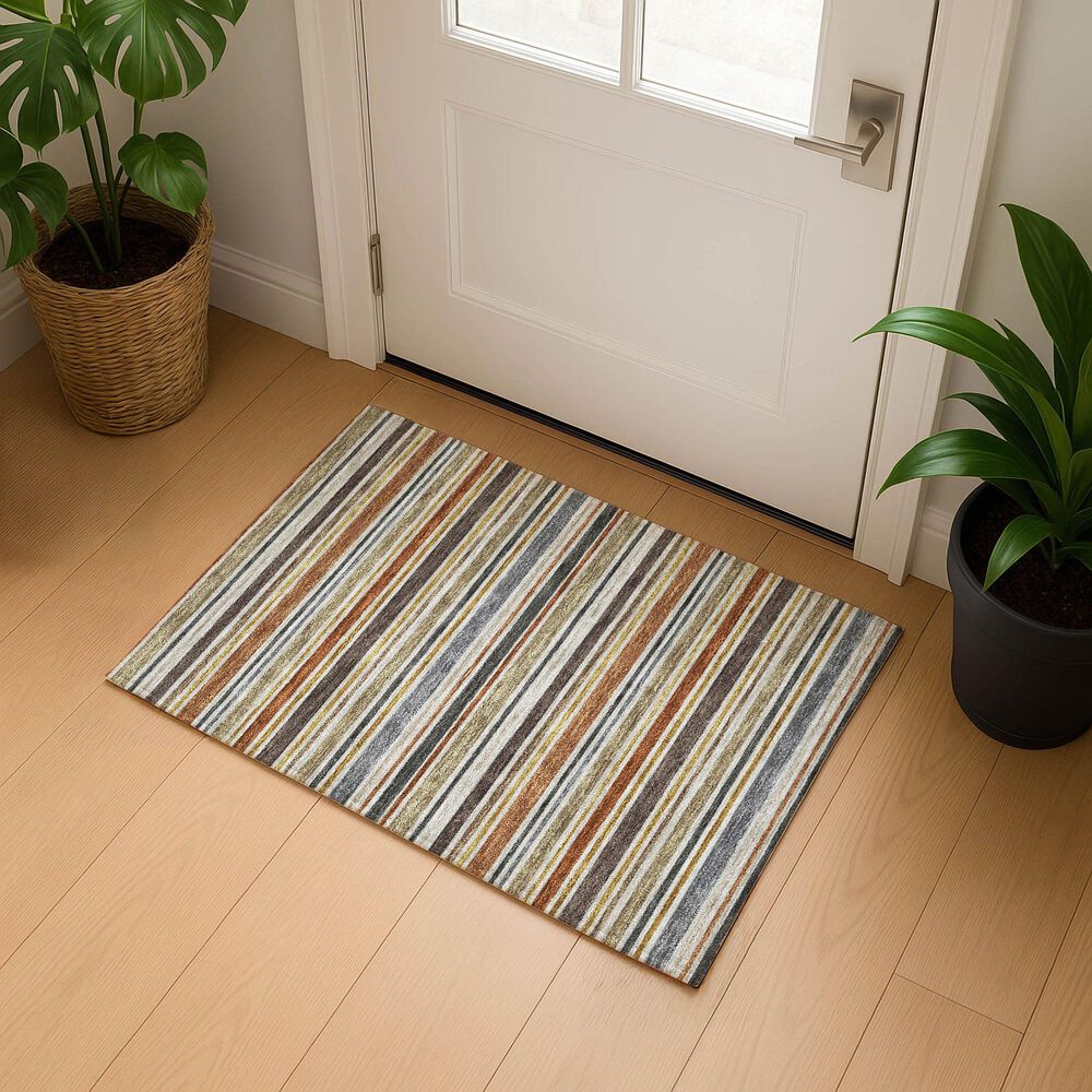 Dalyn Rug Company Soft Essentials Striped Earth 1'8" x 2'6" Indoor/Outdoor Area Rug, , large