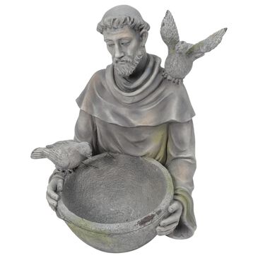 The Gerson Company 18.5" St. Francis Bird Bath in Grey, , large