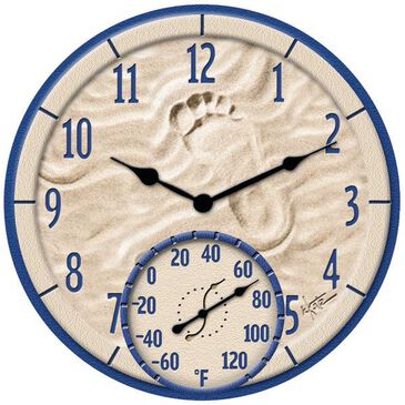Taylor 14" By The Sea Poly Resin Clock with Thermometer, , large