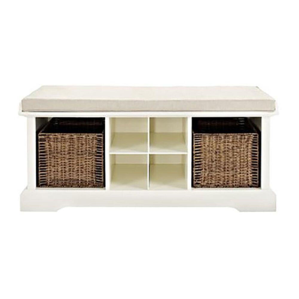 Crosley Furniture Brennan Entryway Storage Bench in White NFM