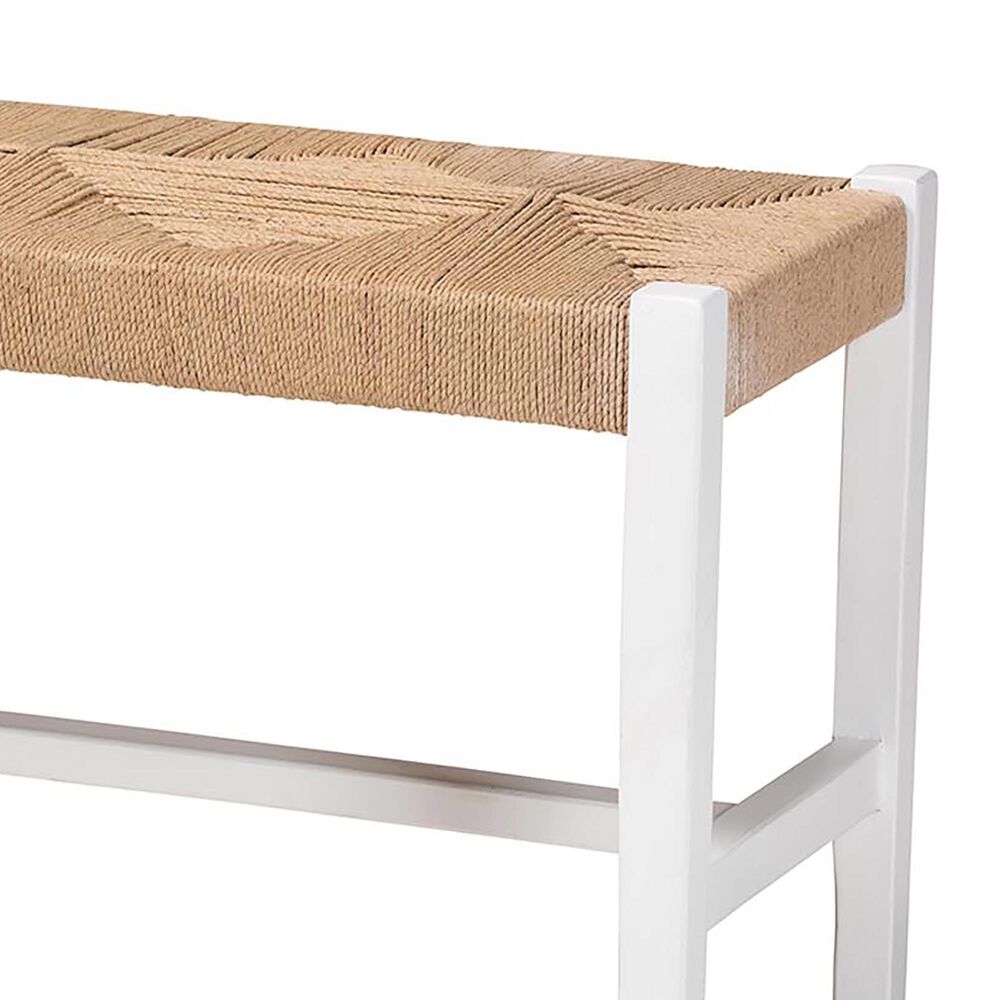 Baxton Studio Prita Dining Bench in White and Brown, , large