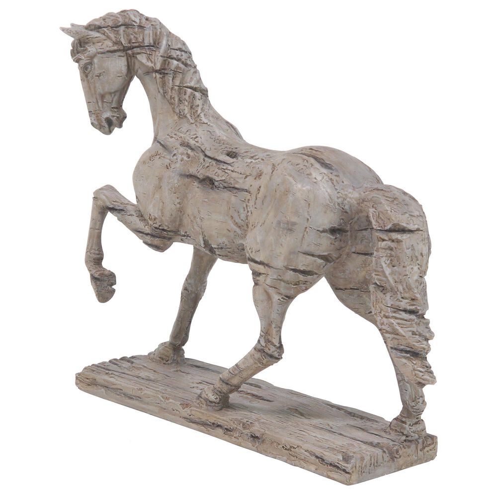 Maple and Jade 18&quot; Vintage Polystone Horse Sculpture in Beige, , large
