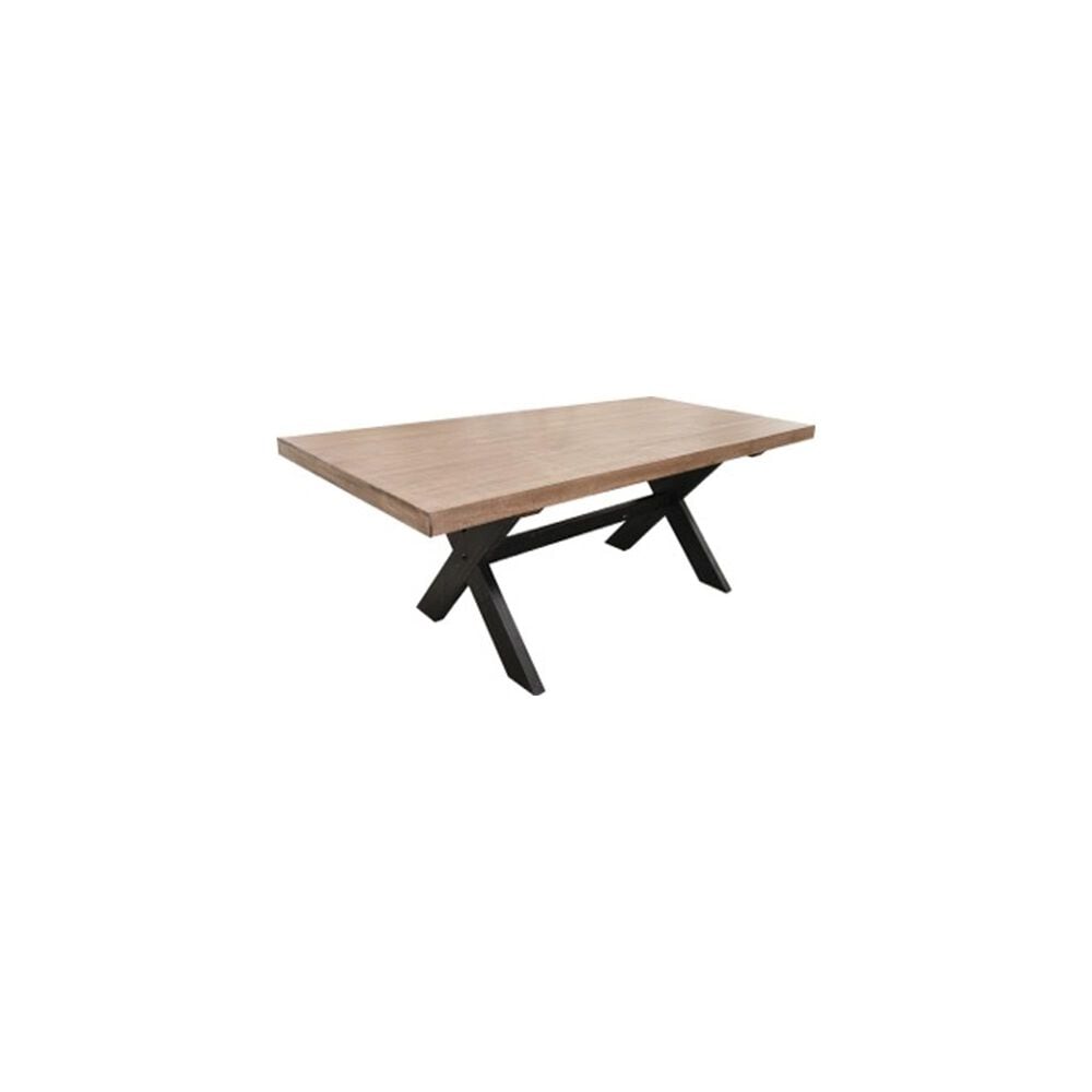 Santa Fe Rustic Trestle Dining Table with Brown Top, , large