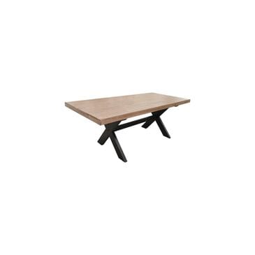 Santa Fe Rustic Trestle Dining Table with Brown Top, , large