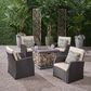 Noble House St. Marta 5-Piece Patio Fire Pit Chat Set in Beige, , large