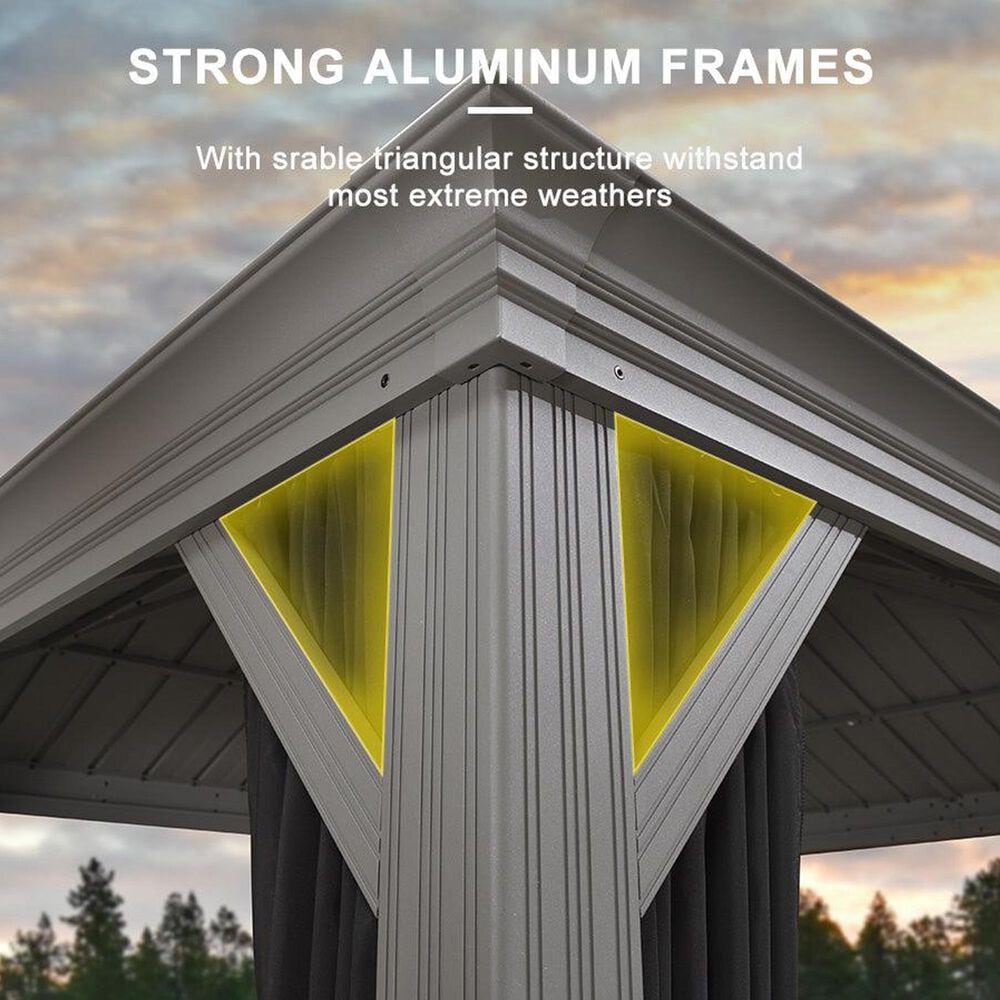 HOMLUX 12'X20' Hardtop gazebo with double roof in Bronze in Gray, , large