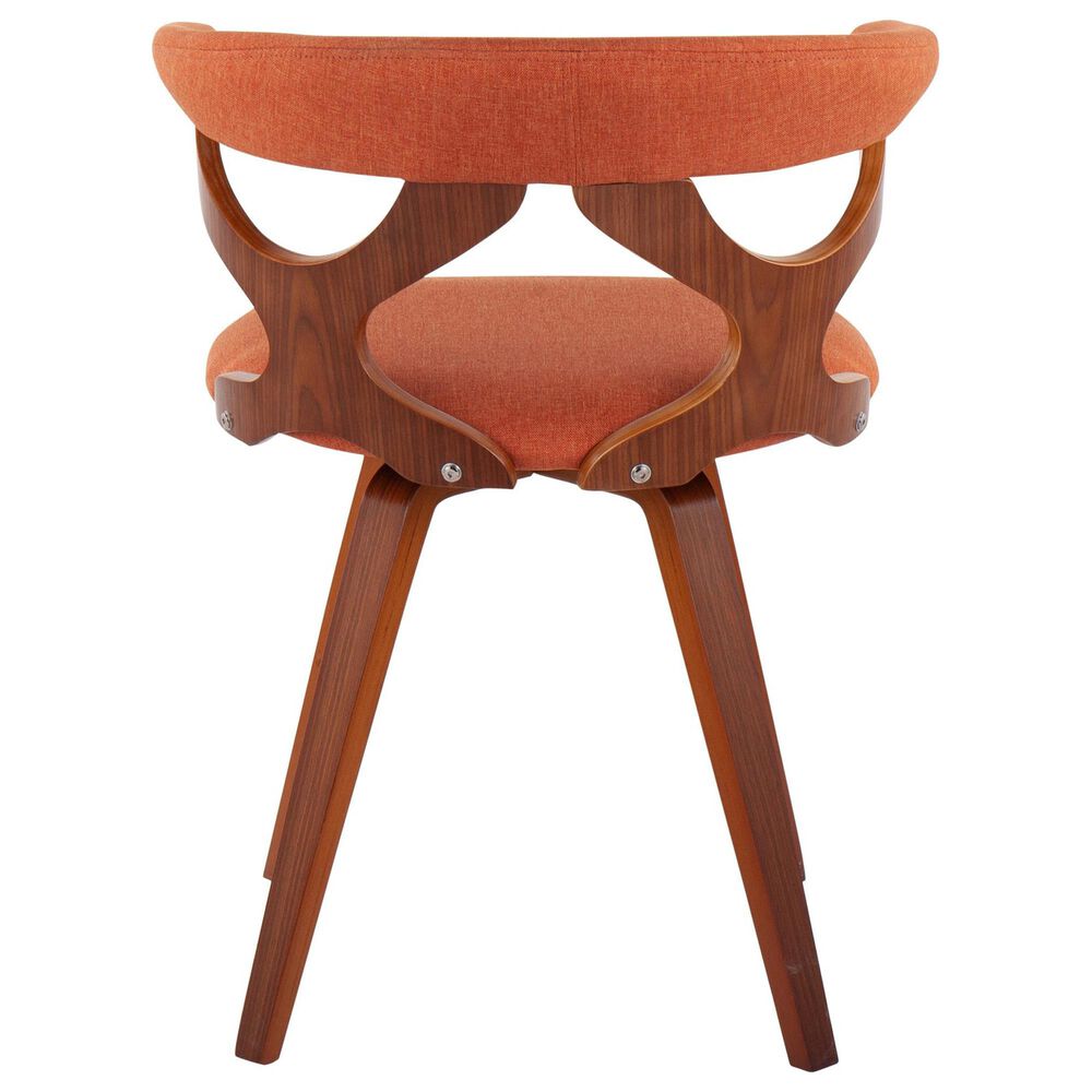 LumiSource Gardenia Swivel Arm Chair with Orange Upholstered in Walnut, , large