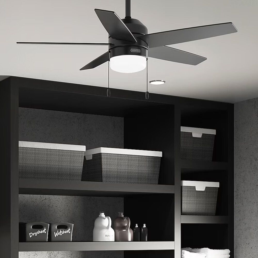 Hunter Bardot 44&quot; LED Indoor Ceiling Fan with Light in Matte Black, , large