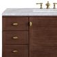 James Martin Vanities Amberly 48" Single Bathroom Vanity in Walnut with 3 cm Carrara White Marble Top and Rectangular Sink, , large