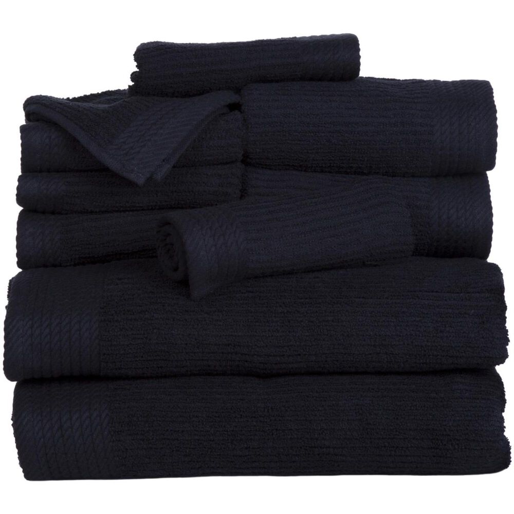 Timberlake Lavish Home Ribbed 100% Cotton 10 Piece Towel Set, , large