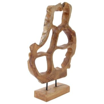 Maple and Jade Abstract Handmade Decorative Sculpture in Oiled Brown, , large