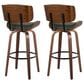 LumiSource Lombardi 30" Swivel Barstool with Grey Faux Leather Upholstery in Walnut and Black (Set of 2), , large