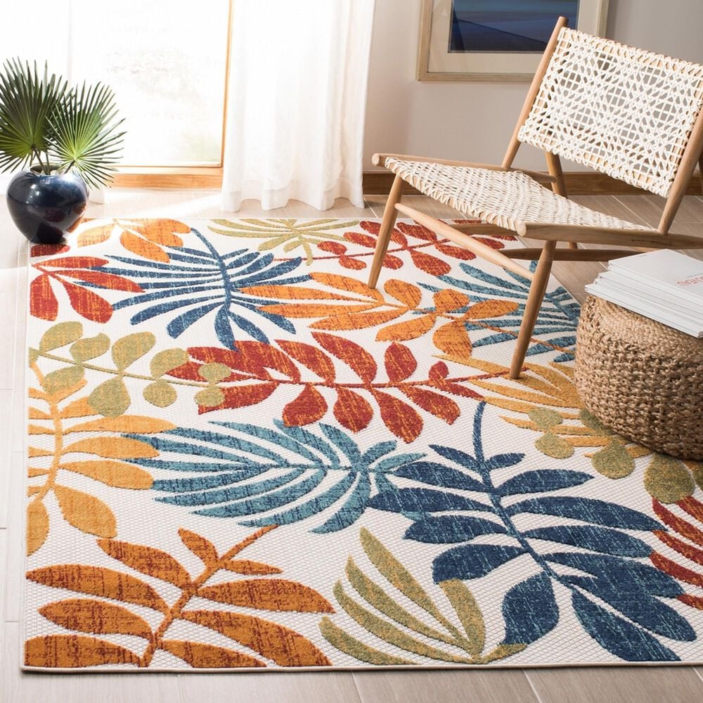 Safavieh Cabana CBN814A 5&#39;3&quot; x 7&#39;6&quot; Creme and Red Indoor/Outdoor Area Performance Rug, , large