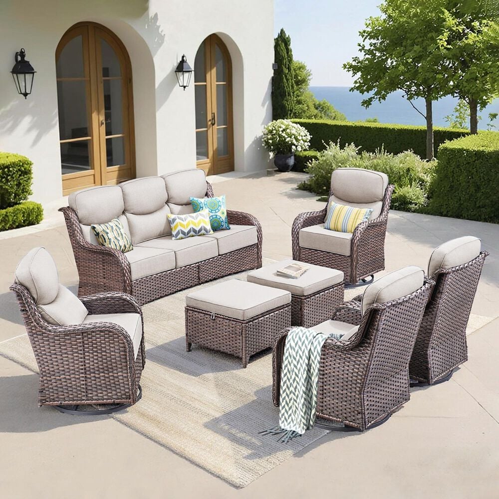 Sunwell Garden 7-Piece Conversation Set in Beige, , large