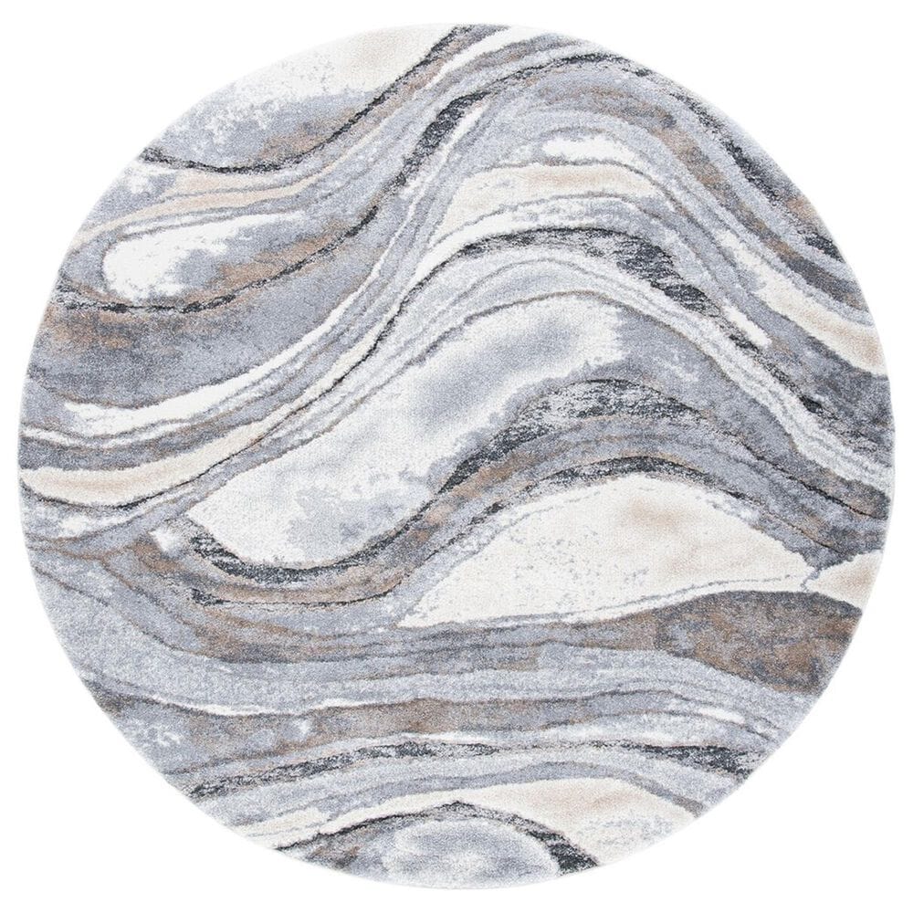 Safavieh Cyrus Shag CYR118G 5"5" Round Grey and Beige Area Rug, , large