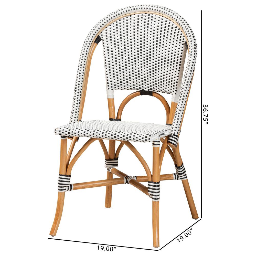 Baxton Studio Genica Side Chair in Black, White and Natural Brown, , large