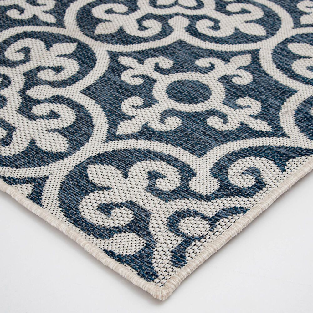 Central Oriental New Zealand Need 5&#39;3&quot; x 7&#39;7&quot; Cobalt and Ecru Area Rug, , large