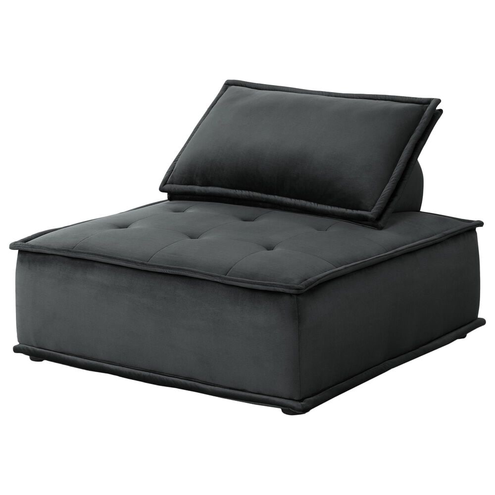 HOMLUX Anna 3-Piece Stationary Sectional Sofa in Black Velvet, , large