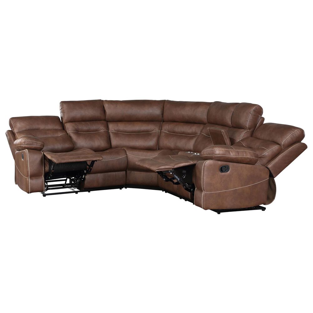 Steve Silver Rudger 3-Piece Manual Reclining Sectional in Chestnut, , large