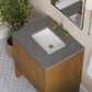James Martin Hudson 30" Single Bathroom Vanity in Honey Oak with 3 cm Parisien Bleu Silestone Top and Rectangular Sink, , large