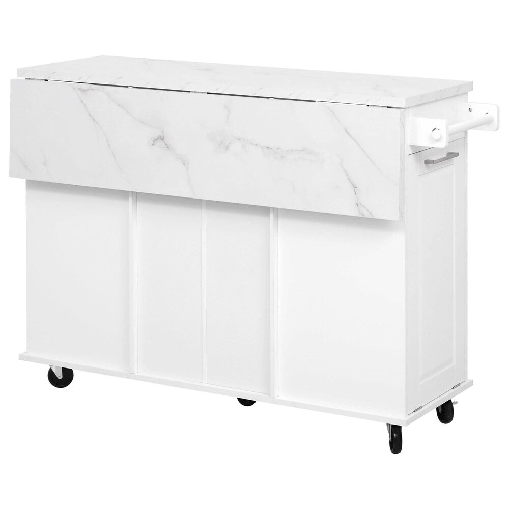 HOMLUX 51" Kitchen Island with Tilt Trash Can Cabinet in White, , large