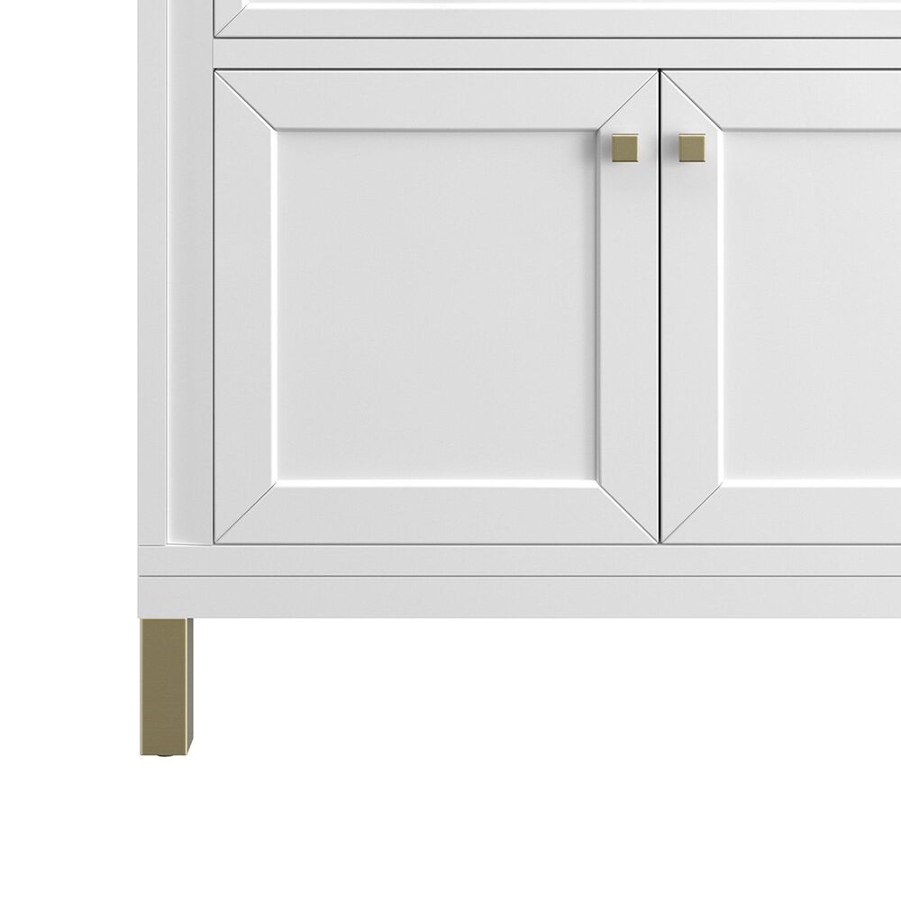 James Martin Vanities Chicago 36&quot; Single Bathroom Vanity in Glossy White with 3 cm Eternal Jasmine Pearl Quartz Top and Rectangular Sink, , large