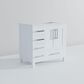 Lexora Home Jacques 36" Right Offset Single Bathroom Vanity in White with 2 cm White Carrara Marble Top and Rectangular Sink, , large