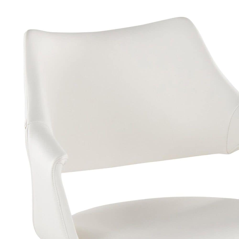 LumiSource Curvo Arm Chair with White Faux Leather Cushion in Whitewashed Wood (Set of 2), , large