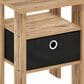 HOMLUX USB and Type-C Port Charging Station End Table with Black Storage Bin in Flagstaff Oak, , large