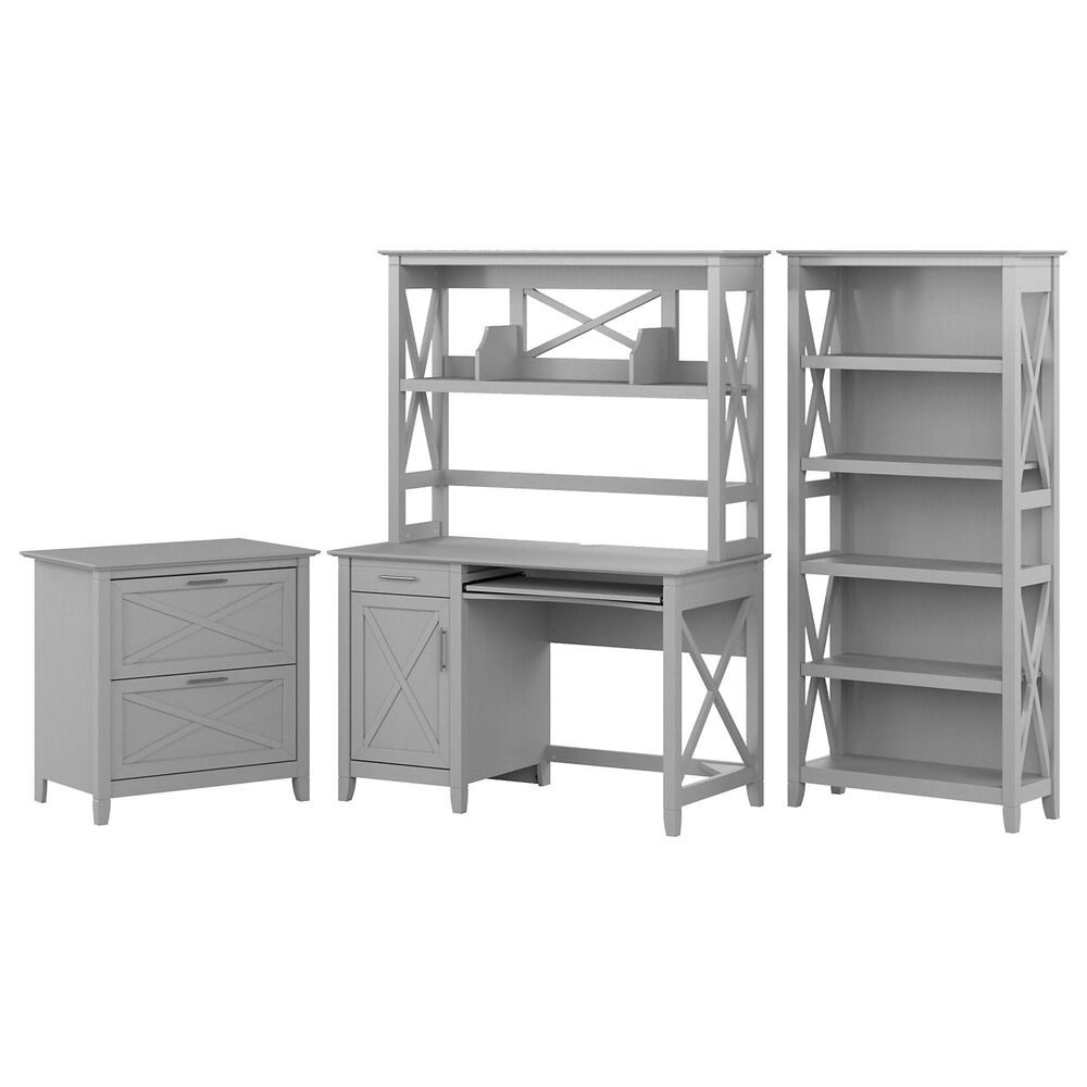 Bush Key West 4 Piece Office Desk Set in Cape Cod Gray, , large