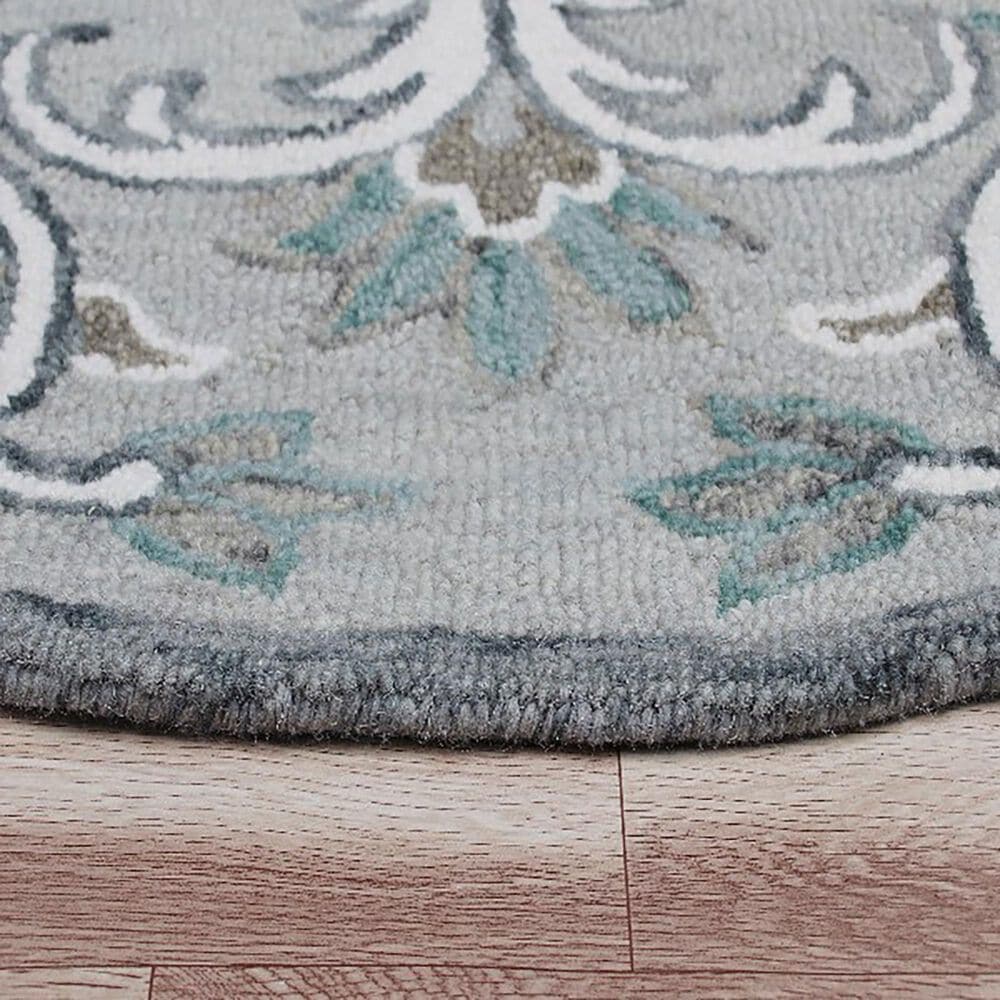 L&amp;R Resources Sinuous Floral Filigree 6&#39; Round Taupe, Gray and Blue Area Rug, , large