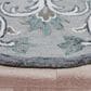 L&R Resources Sinuous Floral Filigree 6" Round Taupe, Gray and Blue Area Rug, , large