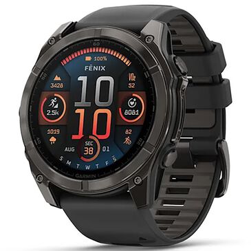 Garmin Fenix 8 Sapphire AMOLED Smartwatch 51mm Carbon Gray DLC Titanium Case with Black and Pebble Gray Silicone Band, , large